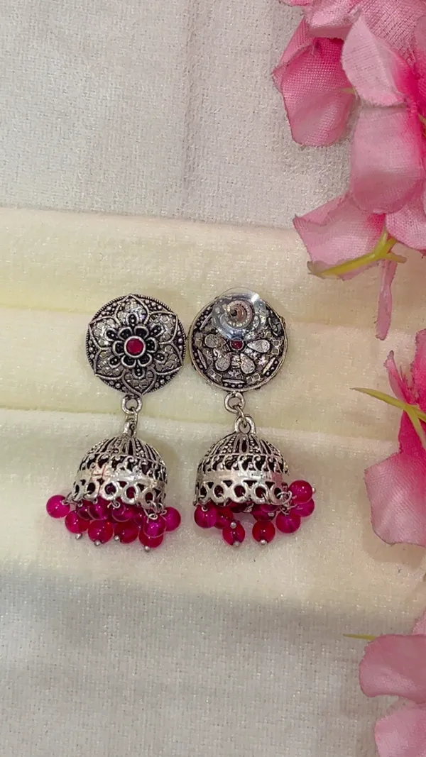 Silver-Tone_Oxidised_Floral_Jhumka_Earrings_for_Women
