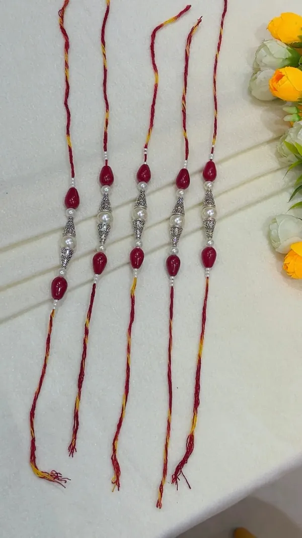 Red_Yellow_Thread_Beaded_Rakhi_Set_for_Brothers