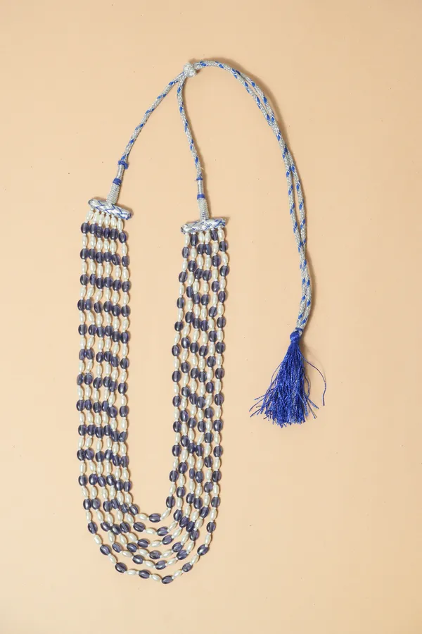 Blue_And_White_Beaded_Layered_Necklace_for_Women