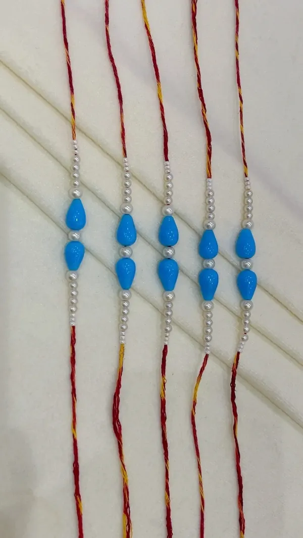 Blue_Beaded_Thread_Rakhi_Set_Of_5_for_Brothers