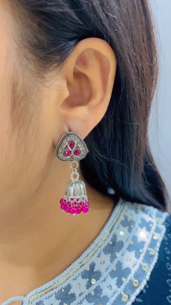 Silver_Tone_Pink_Beaded_Jhumka_Earrings_for_Women