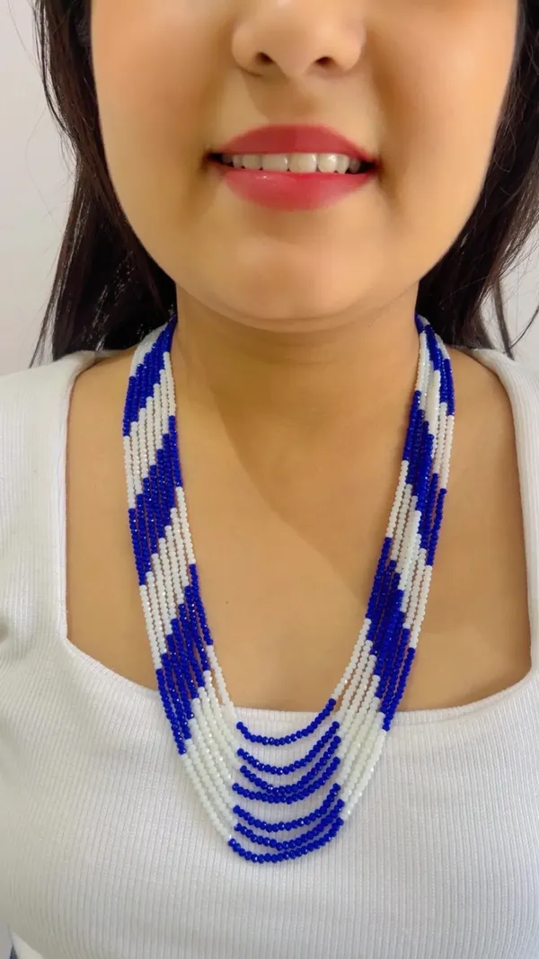 Blue_And_White_Beaded_Multi-Strand_Necklace_for_Women