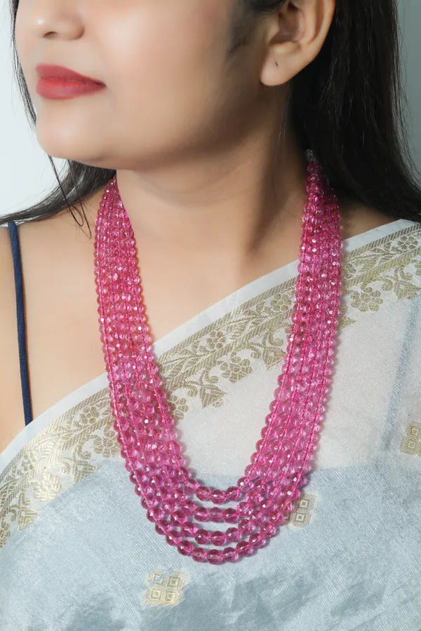 Pink_Beaded_Layered_Necklace_For_Women