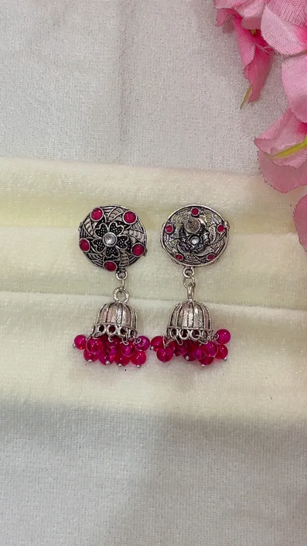 Silver-Tone_Oxidized_Pink_Stone_Jhumka_Earrings_for_Women