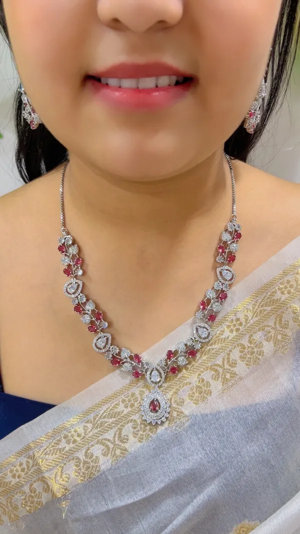 Silver-Tone_Red_Stone_Necklace_Set_for_Women
