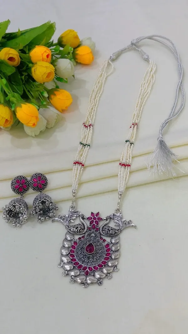 Silver_Oxidized_Statement_Necklace_Set_for_Women