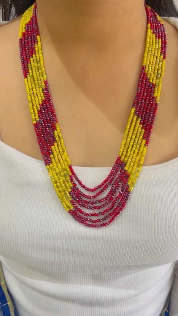 Yellow_Red_Beaded_Necklace_Set_for_Women