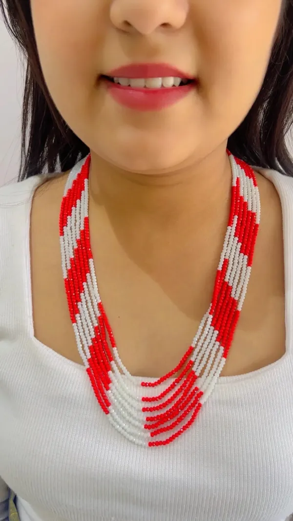 Red_And_White_Beaded_Long_Drop_Earrings_for_Women