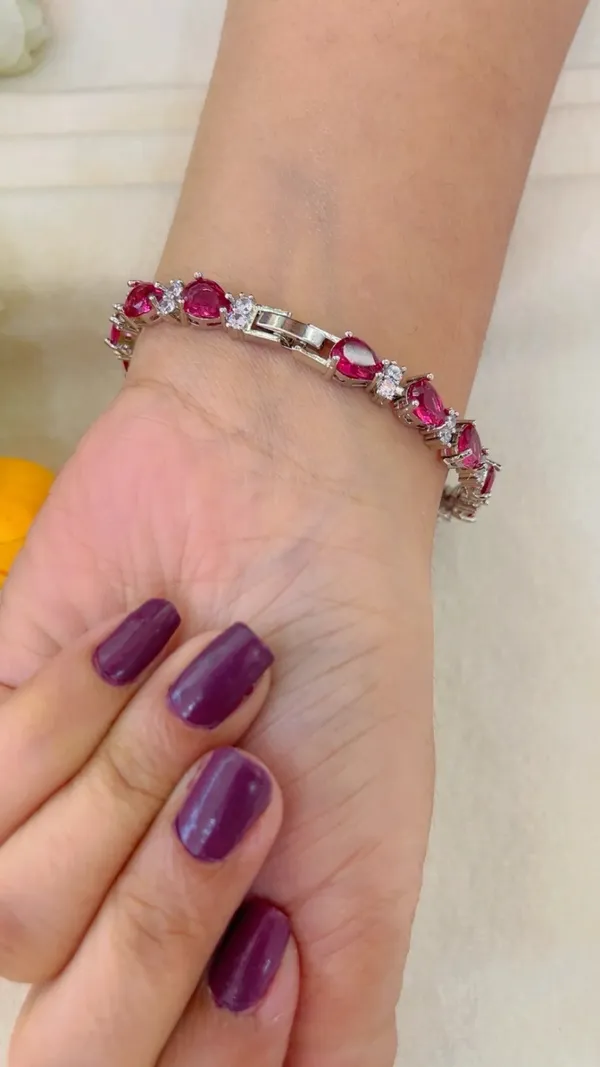 Silver-Tone_Red_Stone_Teardrop_Bracelet_for_Women