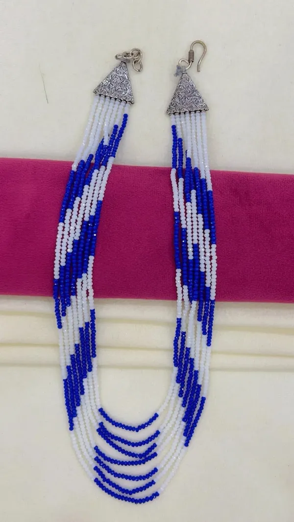 Blue_And_White_Beaded_Multi-Strand_Necklace_for_Women