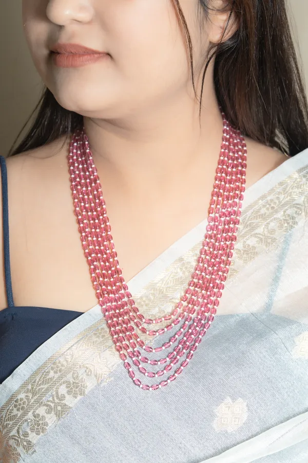 Pink_Beaded_Multi-Strand_Necklace_for_Women