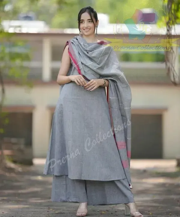 Grey_Khadi_Cotton_Halter_Neck_Kurti_Palazzo_Dupatta_Set_For_Women