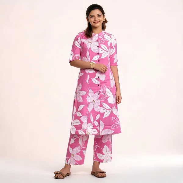 Pink_White_Cotton_Floral_A_Line_Co_Ord_Set_For_Women