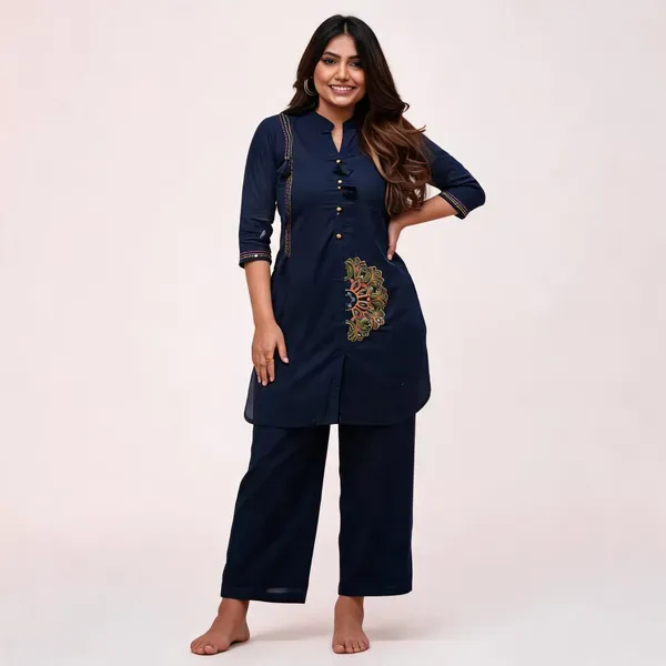 Blue_Cotton_Embroidered_Co_Ord_Set_For_Women