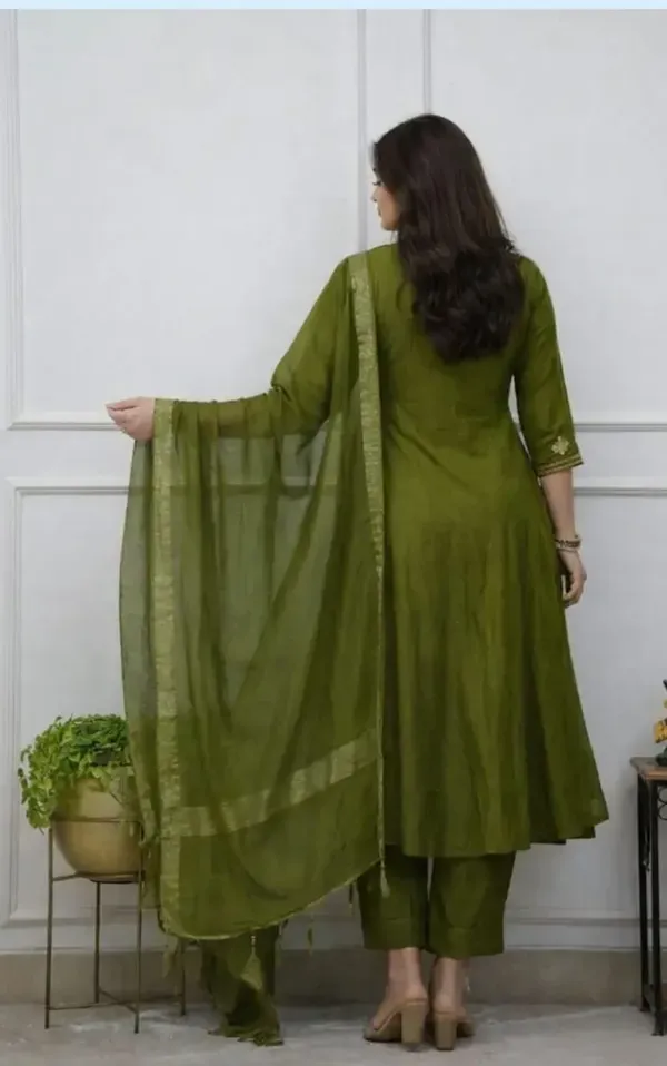 Cotton_Anarkali_Kurti_Pant_With_Dupta_Green