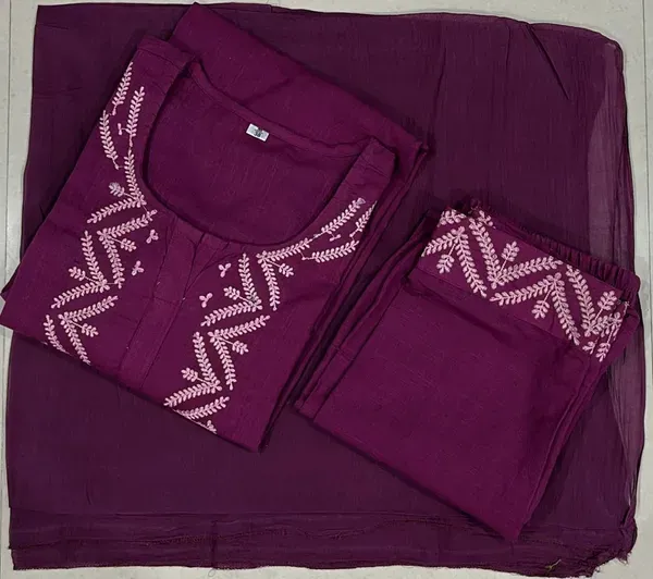 Cotton_Kurti_Pant_With_Dupta_Marun