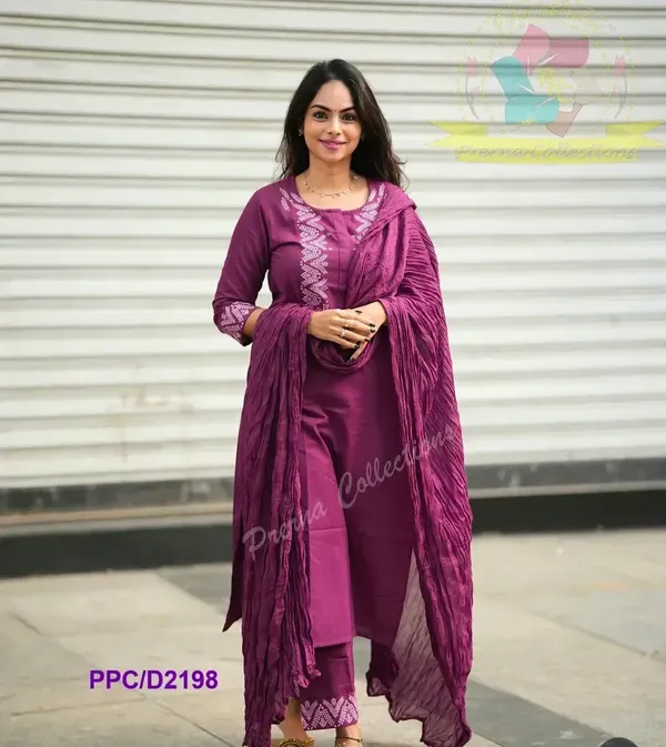 Cotton_Kurti_Pant_With_Dupta_Marun