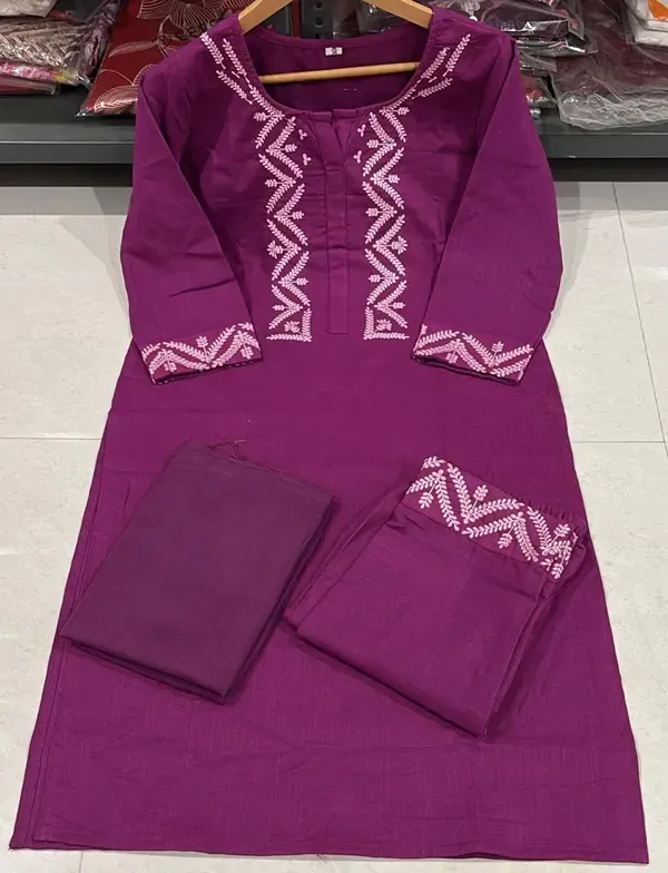 Cotton_Kurti_Pant_With_Dupta_Marun