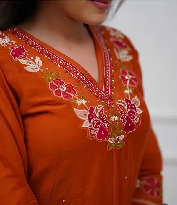 Maroon_Cotton_Anarkali_Kurti_Set_For_Women