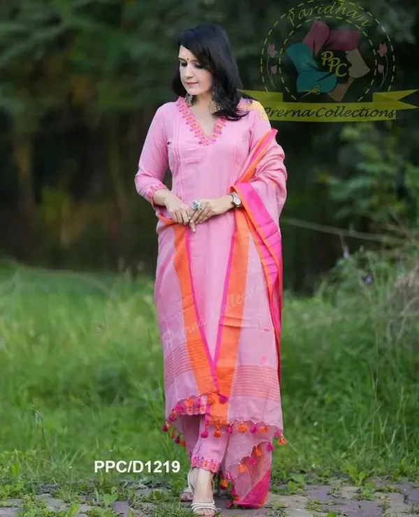 Cotton_Handloom_Kurti_Pant_Pink