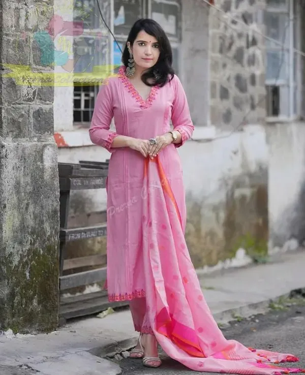 Cotton_Handloom_Kurti_Pant_Pink