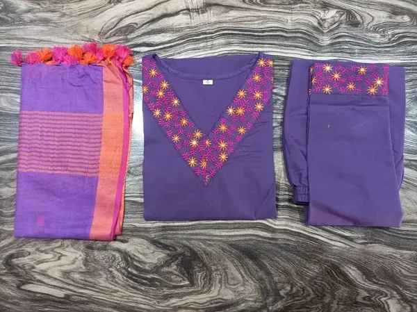 Purple_Cotton_Embroidered_Kurti_Set_For_Women