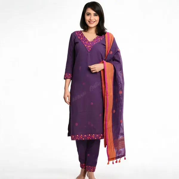 Purple_Cotton_Embroidered_Kurti_Set_For_Women
