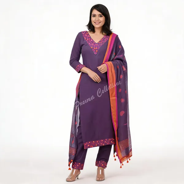 Purple_Cotton_Embroidered_Kurti_Set_For_Women