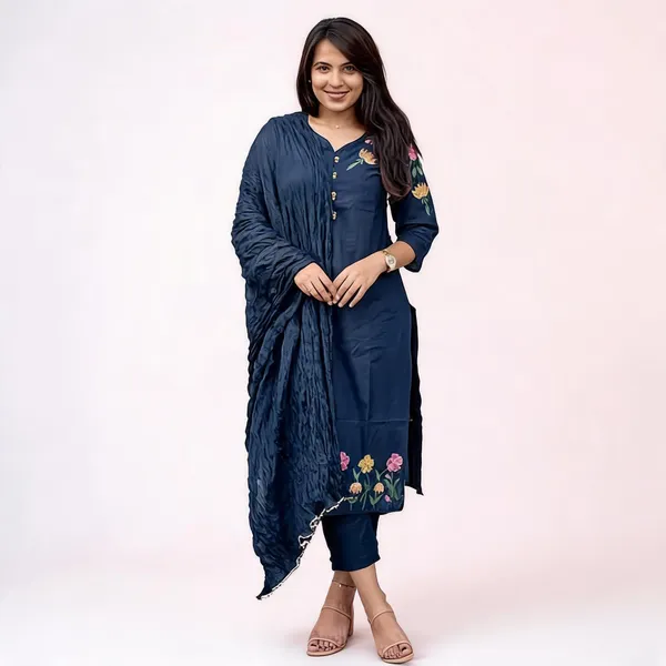 Blue_Cotton_Kurti_Set_For_Women