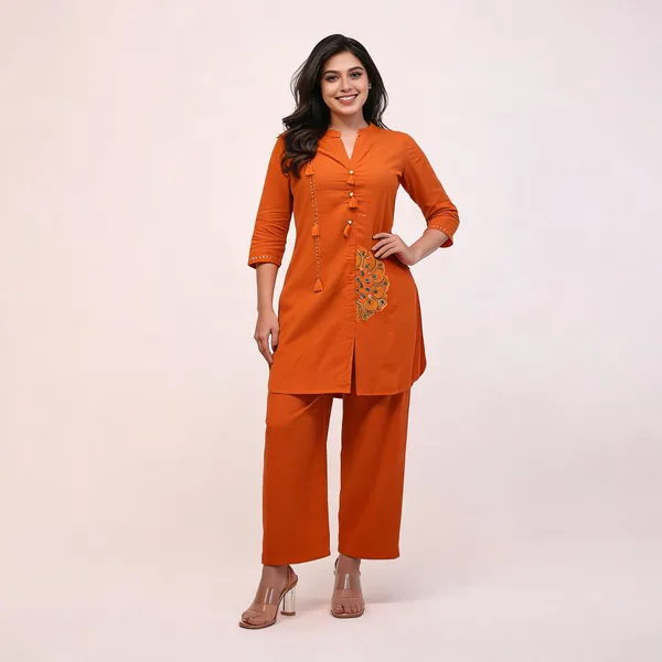 Rust_Cotton_Embroidered_Co-Ord_Set_For_Women