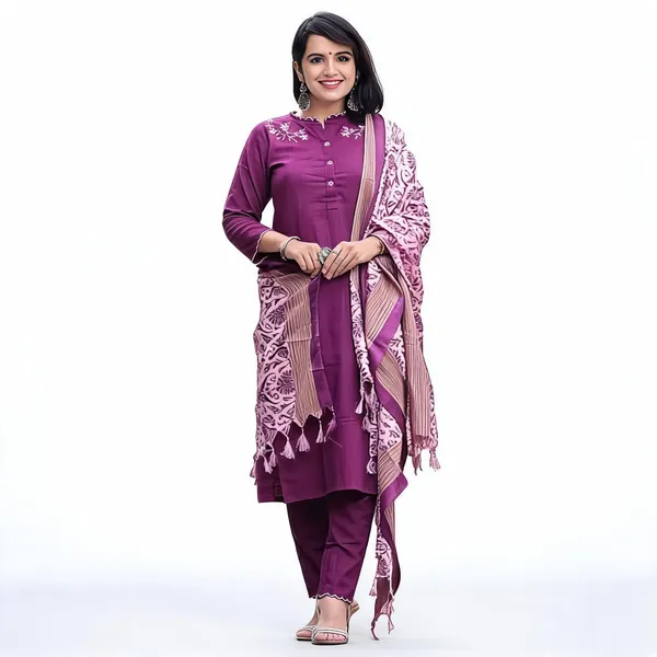 Purple_Khadi_Cotton_Embroidered_Kurti_Set_For_Women