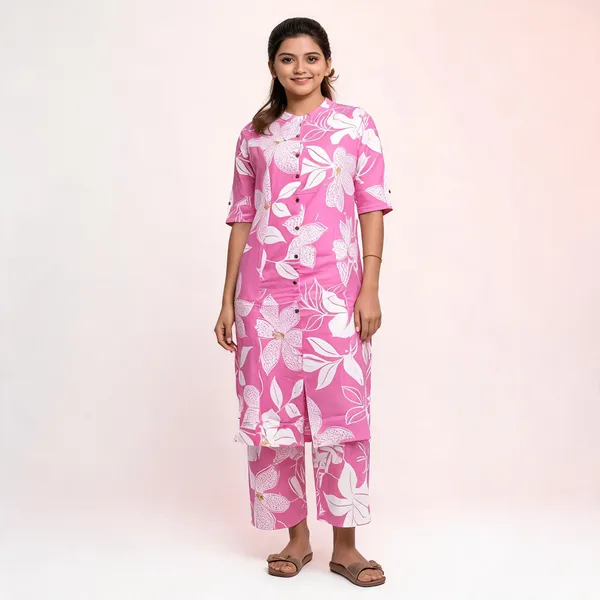 Pink_White_Cotton_Floral_A-Line_Co-Ord_Set_For_Women
