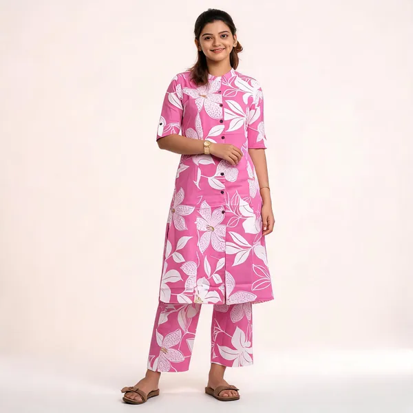 Pink_White_Cotton_Floral_A-Line_Co-Ord_Set_For_Women