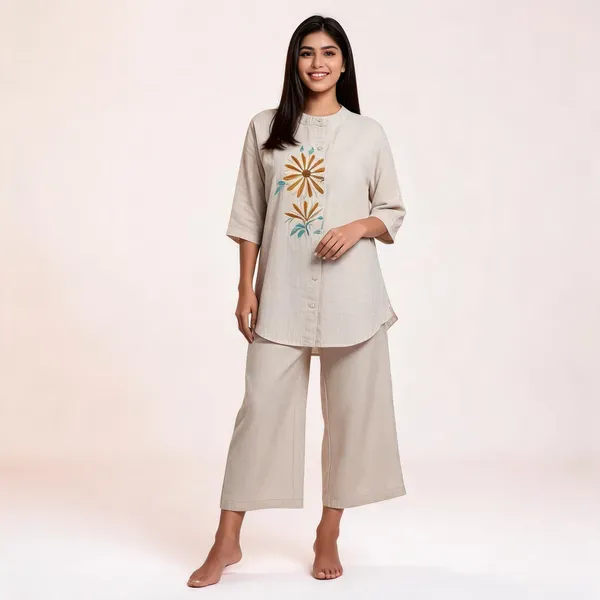 White_Cotton_Flex_Kurti_Set_For_Women