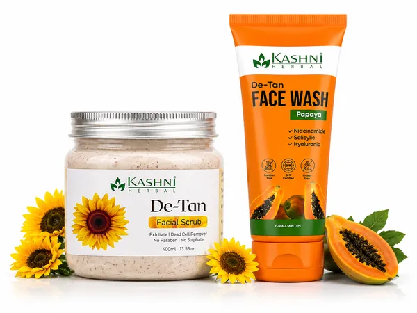 Kashni_Herbal_De_Tan_Papaya_Face_Wash_And_Scrub_Set