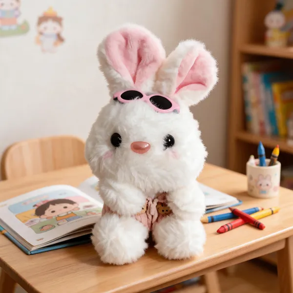 White_Plush_Bunny_Toy_With_Pink_Ears