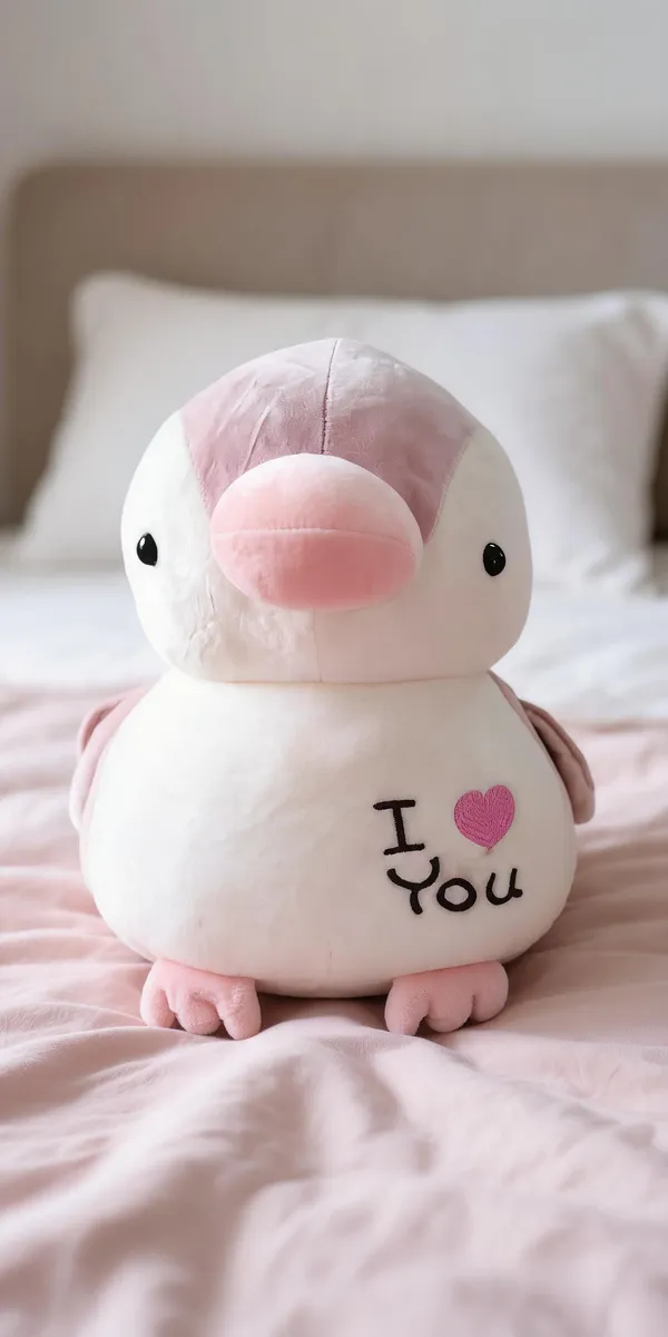White_And_Pink_I_Love_You_Duck_Plush_Toy