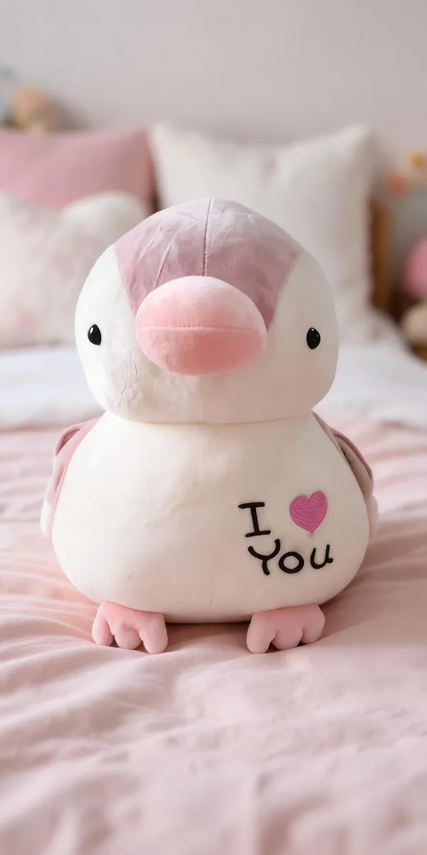 White_And_Pink_I_Love_You_Duck_Plush_Toy