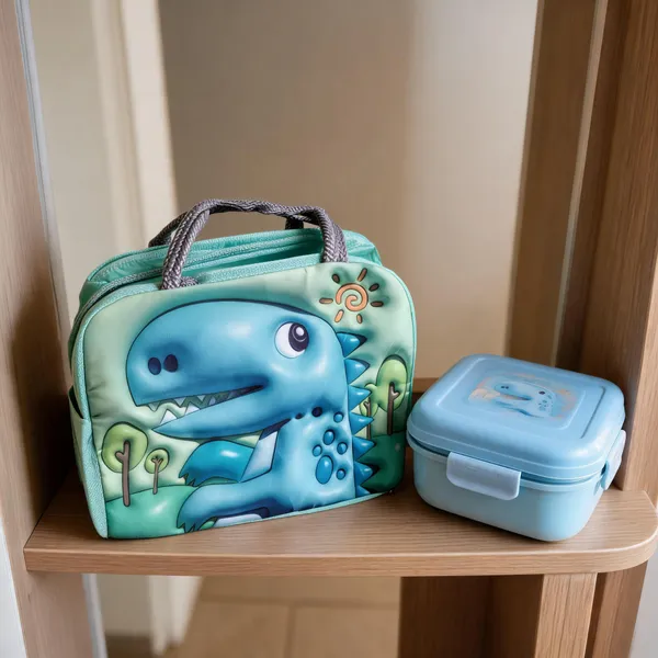 Green_Polyester_Dinosaur_Lunch_Bag_For_Kids