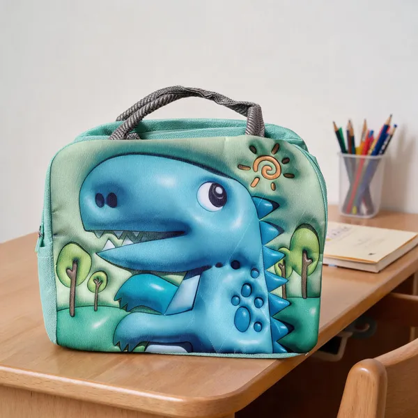 Green_Polyester_Dinosaur_Lunch_Bag_For_Kids