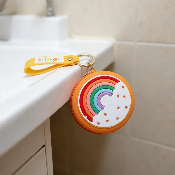 Yellow_Rainbow_Print_Round_Coin_Pouch_For_Kids