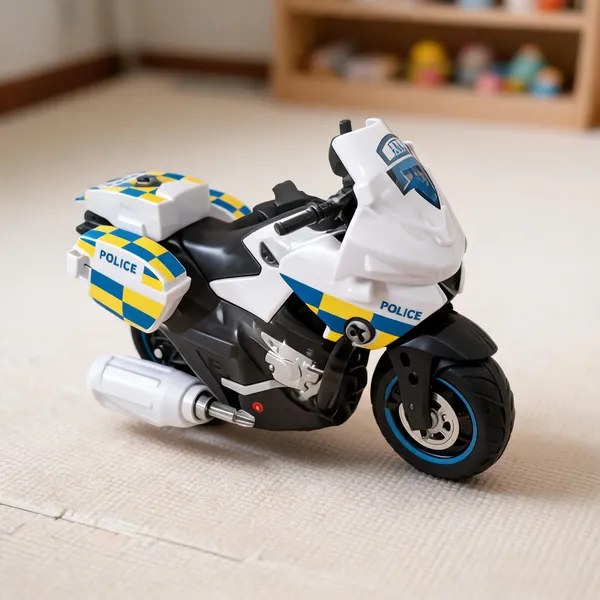 White_And_Blue_Police_Motorcycle_Toy