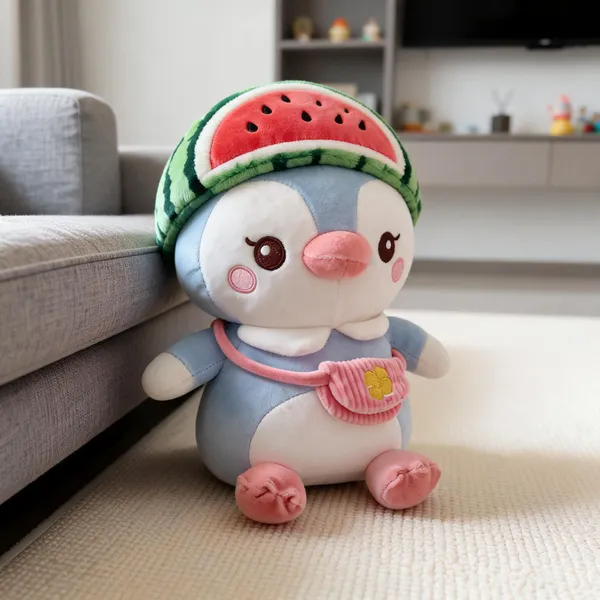 Blue_Round_Character_Plush_Toy_With_Watermelon_Hat