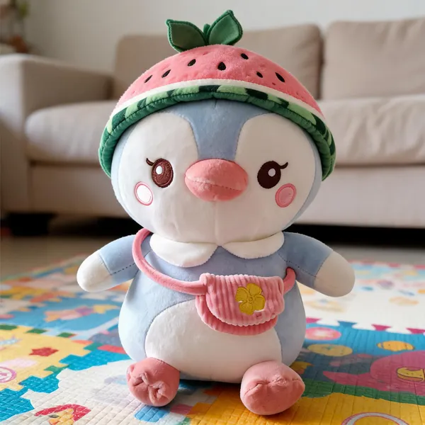 Blue_Round_Character_Plush_Toy_With_Watermelon_Hat
