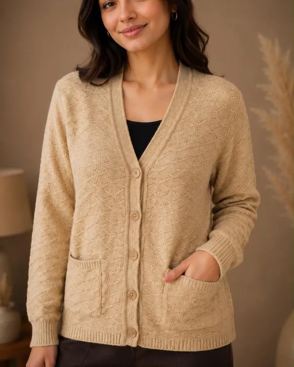 Beige_Wool_Rainbow_Cardigan_For_Women
