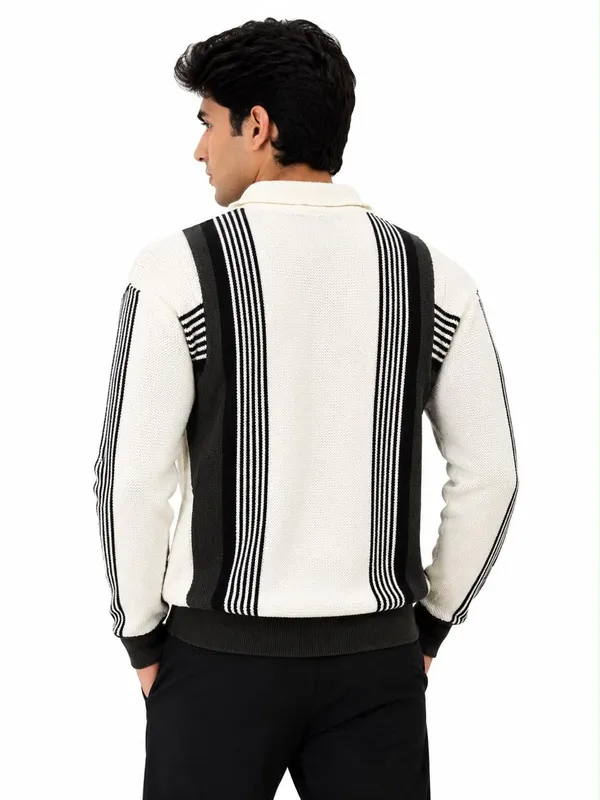 Cream_Wool_Polo_Sweater_For_Men