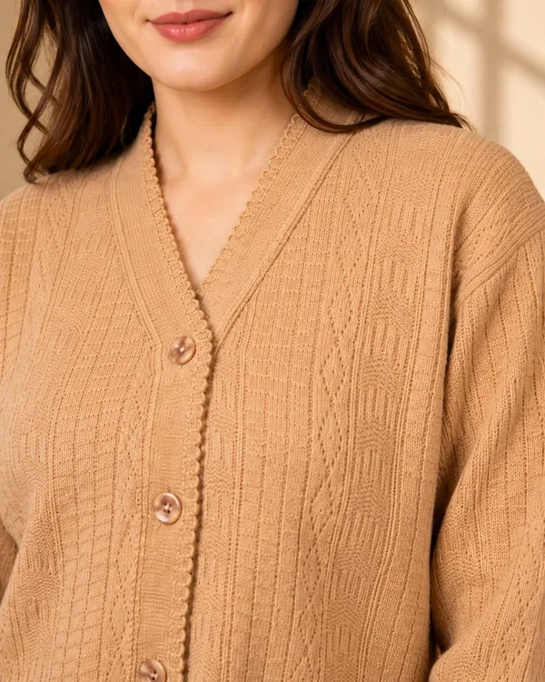 Beige_Knitted_Regular_Fit_Cardigan_for_Women