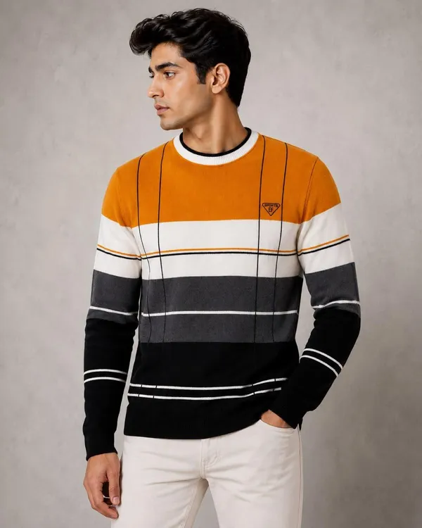 Multicolour_Wool_&_Cotton_Sweater_For_Men
