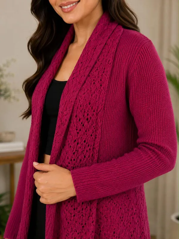 Magenta_Wool_Cardigan_For_Women