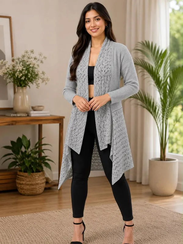 Grey_Knit_Longline_Open_Front_Cardigan_for_Women